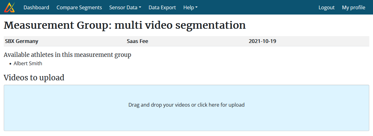 Screenshot of the alpine multi video segmentation section with the drag and drop field.