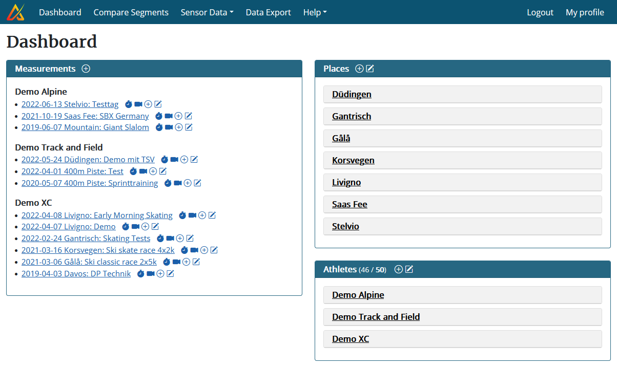 Screenshot of the webapp dashboard